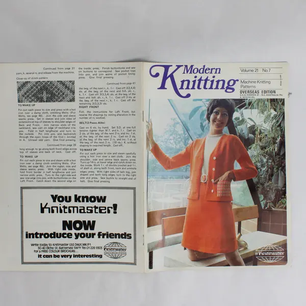 Vintage Modern Knitting Magazine Machine Knitting July 1971 With Tension Chart