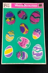 Vintage Classic Clings Easter Egg Window Decorations Lot of 10