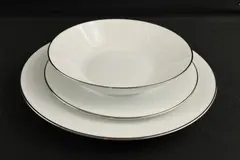 Noritake Reina Dinnerware Place Setting 3 Piece White Floral Platinum Rim 6450Q
