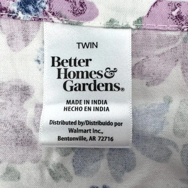 Better Home & Garden Walmart Twin Sheet Set Fitted, Flat, & Case Floral Pattern