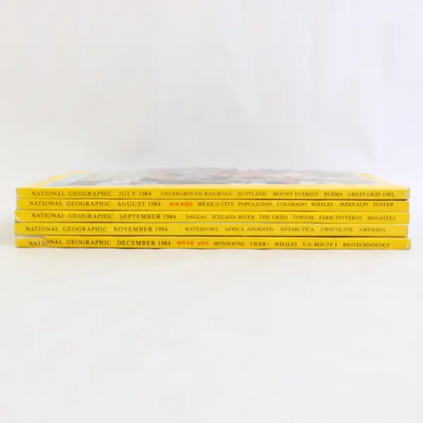 Vintage Lot of 5 National Geographic Magazines July Aug Sept Nov & Dec 1984