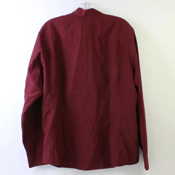 A+ Maroon Red Stand Collar Long-Sleeved Button-Up Women's Size XL