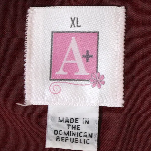 A+ Maroon Red Stand Collar Long-Sleeved Button-Up Women's Size XL