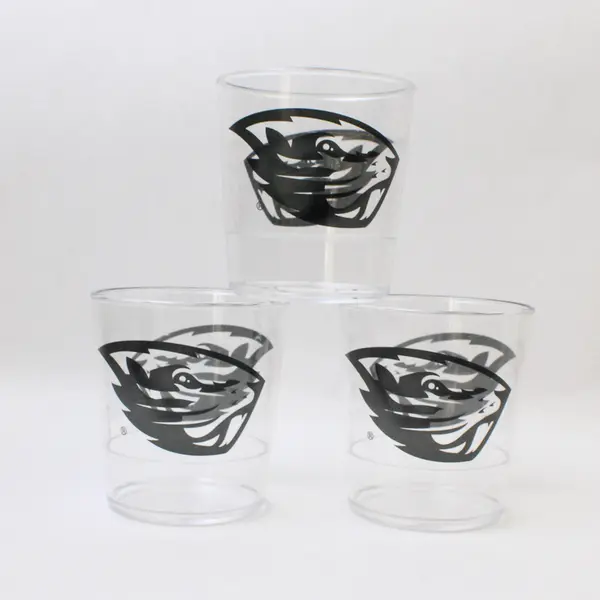 Lot of 3 Vintage Oregon State OSU Beavers Clear Plastic Cups 10oz