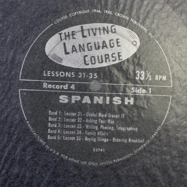 Living Spanish 4 Record Set with 2 Booklets Language Course 10" Vinyl Record