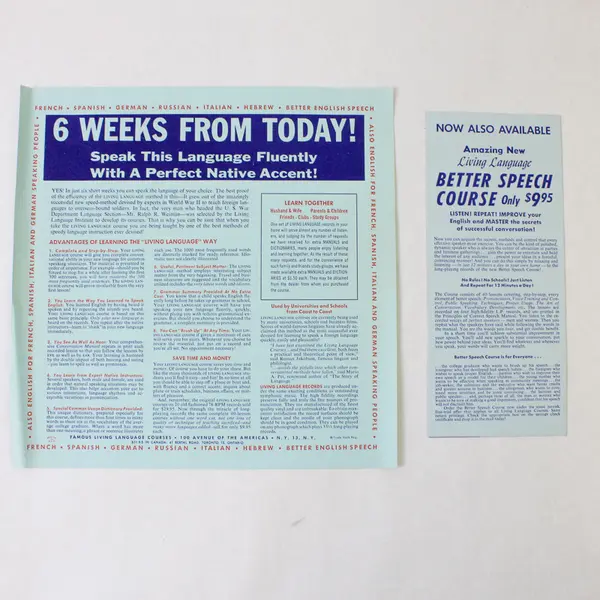 Living Spanish 4 Record Set with 2 Booklets Language Course 10" Vinyl Record
