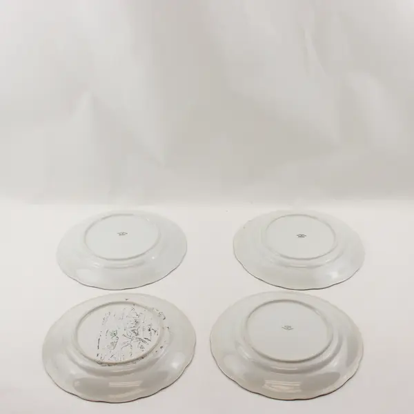 Lot Of 4 Johann Haviland Blue Garland Patterned Silver Trim Dinner Plates 10.25"