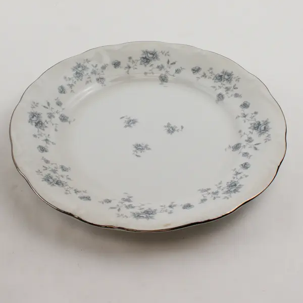 Lot Of 4 Johann Haviland Blue Garland Patterned Silver Trim Dinner Plates 10.25"