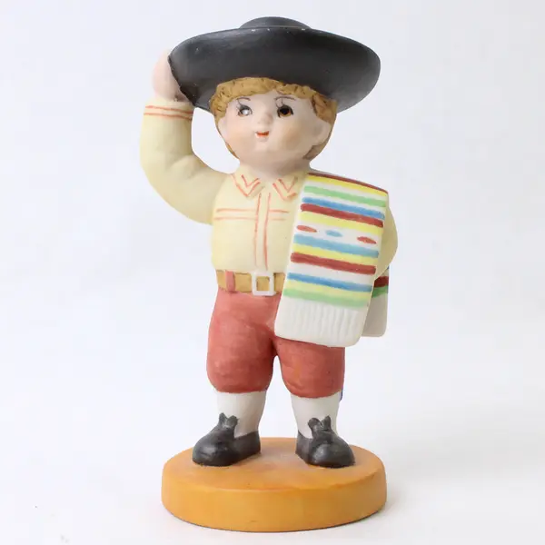 Porcelain Figurine Young Boy Traditional Attire Collectible 4.25in