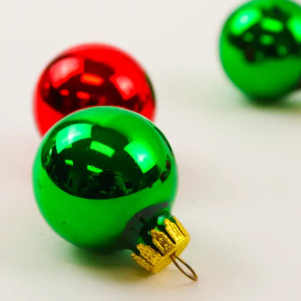 Set of 12 Green & Red Glass Christmas Ball Ornaments