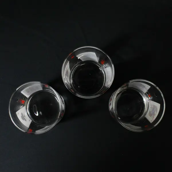 Set Of 3 Luminarc Playing Card Party Old Fashioned Glasses