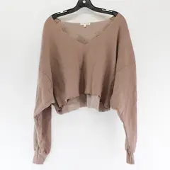 Future State Mauve Long-Sleeved V-Neck Cropped Sweatshirt Top Women's Small