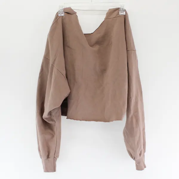 Future State Mauve Long-Sleeved V-Neck Cropped Sweatshirt Top Women's Small