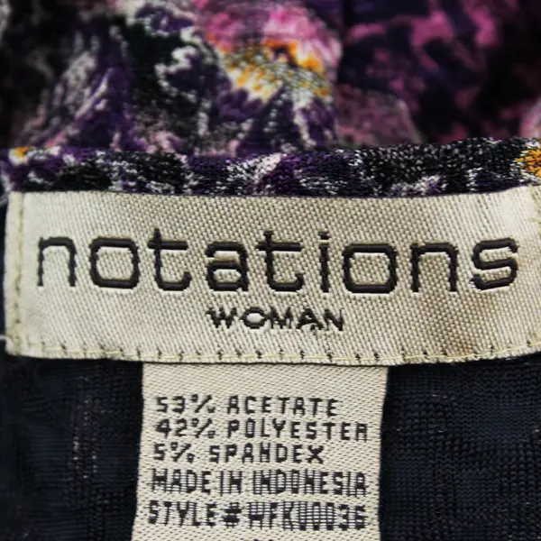 Notations Purple and Yellow Paisley 1/2-Sleeve V-Neck Top Women's Plus Size 1X