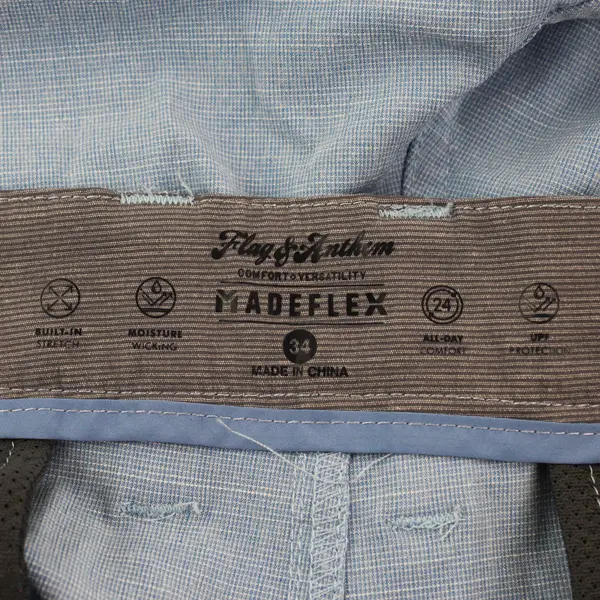 Flag & Anthem Madeflex Light Blue Flat-Front Shorts Men's Size 34