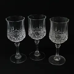 Lot Of 3 Cristal D'Arques Durand Longchamp Pattern Glass Water Goblet 7.25" Tall