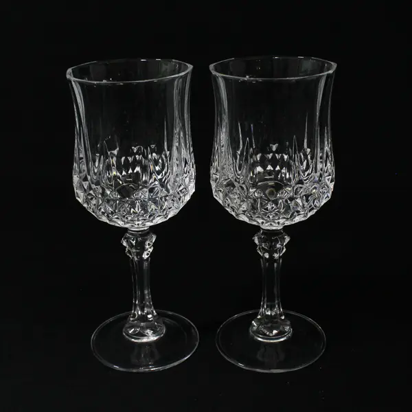 Lot Of 2 Cristal D'Arques Durand Longchamp Pattern Glass Water Goblet 7.25" Tall