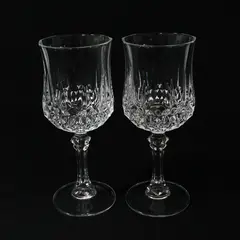 Lot Of 2 Cristal D'Arques Durand Longchamp Pattern Glass Water Goblet 7.25" Tall