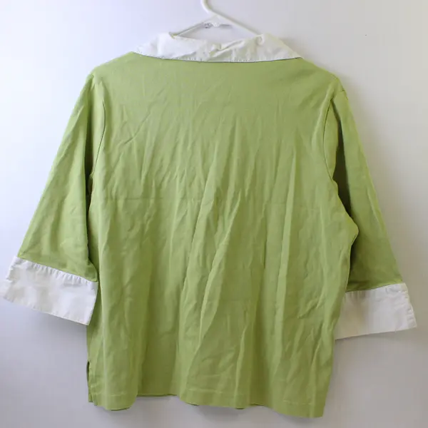 White Stag Faux Layer Green/White Elbow Length Sleeve Top Women's Size XL
