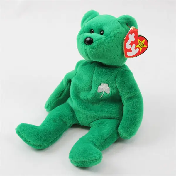 Lot Of 2 TY Beanie Babies Erin 1997 Green Bear With & Without Tag Plush Doll Toy
