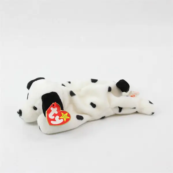 TY Beanie Babies Dotty 1996 White/Black Dalmatian With Ear Tag Plush Doll Toy