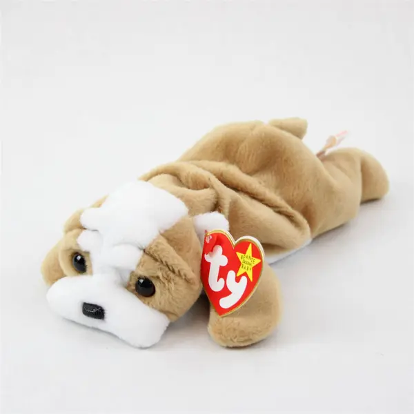 Ty Beanie Babies Wrinkles 1996 White/Brown Bulldog With Tag Plush Doll Toy