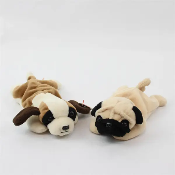 Lot Of 2 Ty Beanie Babies Bernie St. Bernard Style 4109 & No Tag Pugsly Pug 1996