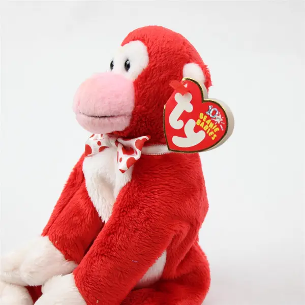 TY Beanie Babies Valentine 2003 Red/White Heart Monkey With Tag Plush Doll Toy