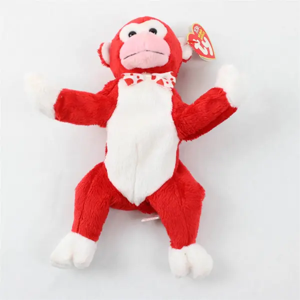 TY Beanie Babies Valentine 2003 Red/White Heart Monkey With Tag Plush Doll Toy