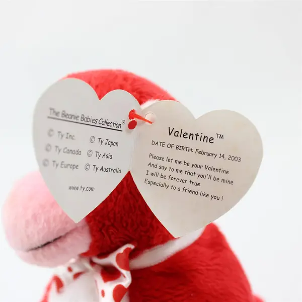 TY Beanie Babies Valentine 2003 Red/White Heart Monkey With Tag Plush Doll Toy