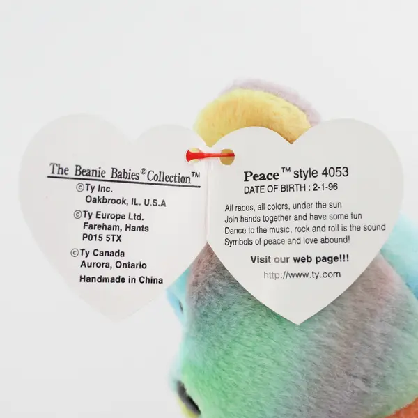 TY Beanie Babies Peace 1996 Tie Dye Bear Style 4053 With Tag Plush Doll Toy