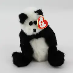 TY Beanie Babies Attic Treasures Checkers 1993 Black/White Panda W/ Tag Plush