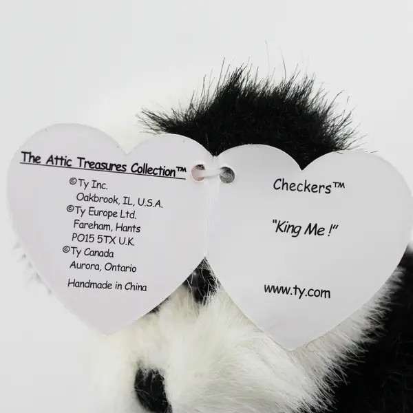 TY Beanie Babies Attic Treasures Checkers 1993 Black/White Panda W/ Tag Plush