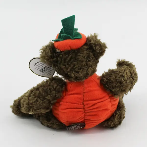 TY Beanie Babies Attic Treasures Peter 1993 Brown Bear Wearing Pumpkin W/ Tag