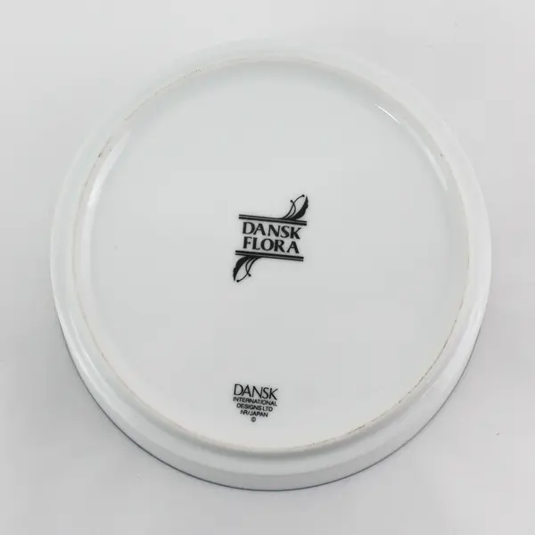 Dansk Flora Bayberry Blue Rimmed White Porcelain 7.75" Bowl