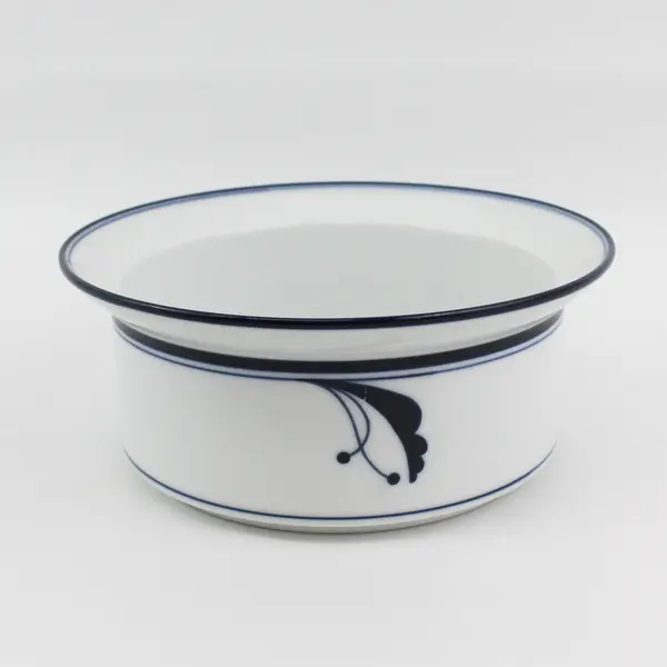 Dansk Flora Bayberry Blue Rimmed White Porcelain 7.75" Bowl