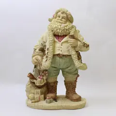 Vintage Resin Santa Claus w/ Bag Figurine 10in Holiday Decor Collectible