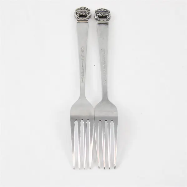 Lot of 2 National Stainless King Eric Pattern Stainless Dinner Forks 7.5" Rare