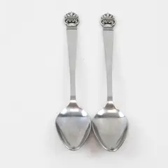 Lot of 2 National Stainless King Eric Pattern Stainless Oval Soup Spoons 7.25"