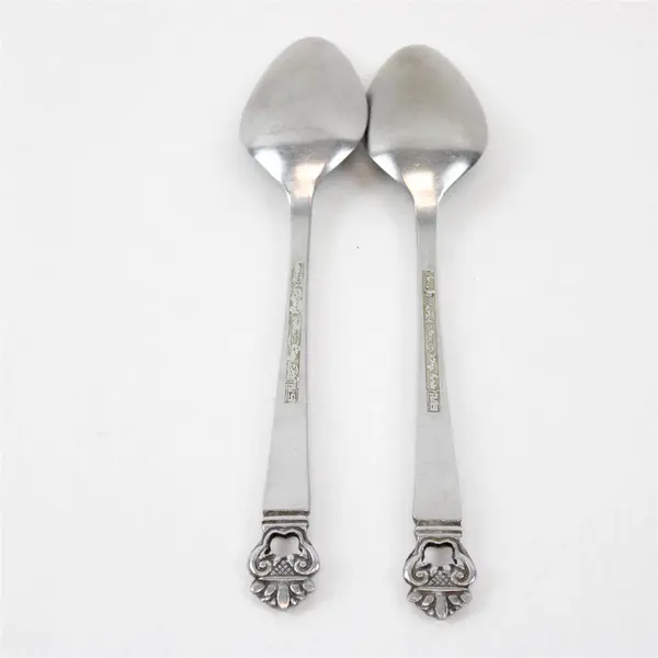 Lot of 2 National Stainless King Eric Pattern Stainless Oval Soup Spoons 7.25"