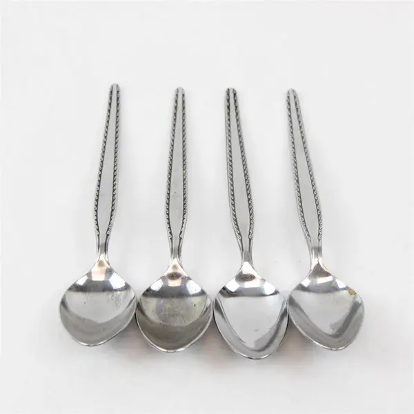Lot of 4 National Stainless Granada Pattern Stainless Teaspoons 6.25" Good