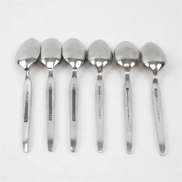 Lot of 6 National Stainless Granada Pattern Stainless Teaspoons 6.25" Good