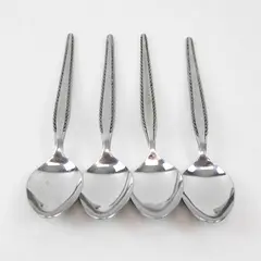 Lot of 4 National Stainless Granada Pattern SS Oval Soup Spoons 7.5" Rare Item
