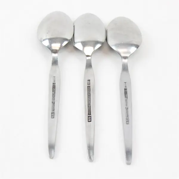 Lot of 3 National Stainless Granada Pattern SS Oval Soup Spoons 7.5" Rare Item