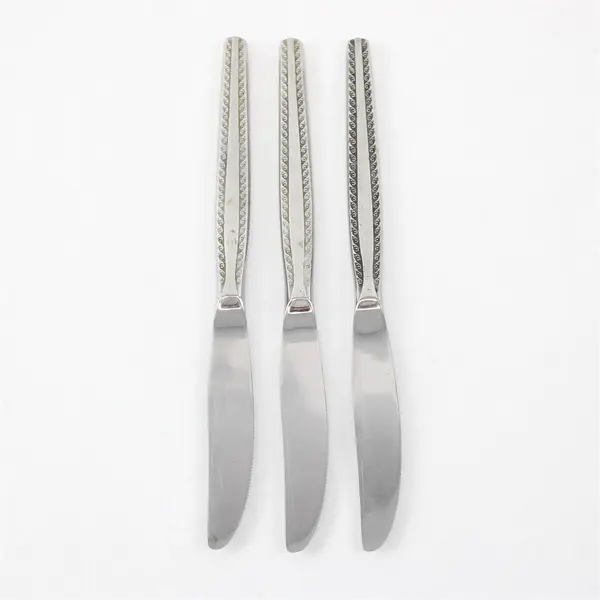 Lot of 3 National Stainless Granada Pattern Stainless Dinner Knives 8.25" Rare