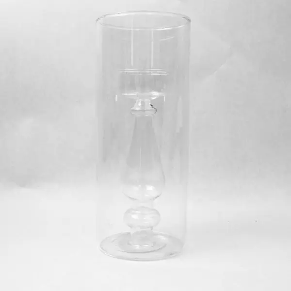 Lot Of 2 Unbranded Matching Clear Glass Tea Light Candle Holder Cylinder 8" Tall