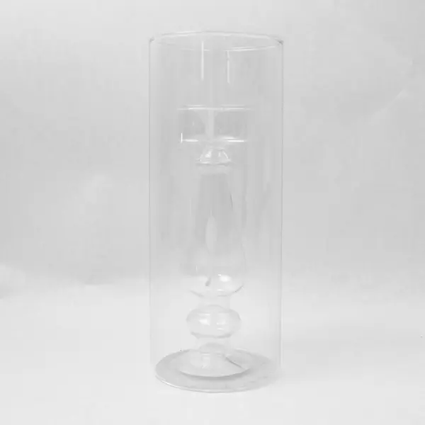 Lot Of 2 Unbranded Matching Clear Glass Tea Light Candle Holder Cylinder 8" Tall
