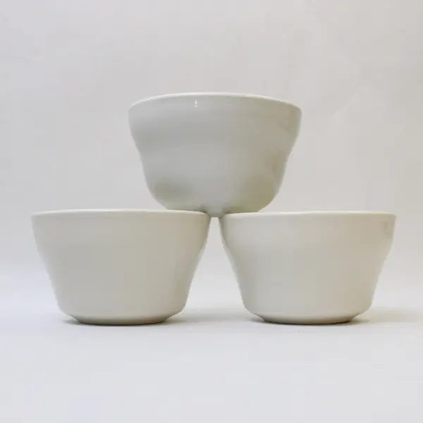 Lot Of 3 Ultima China Solid White Ceramic Bouillon Cup/Dipping Bowls 4.25" 