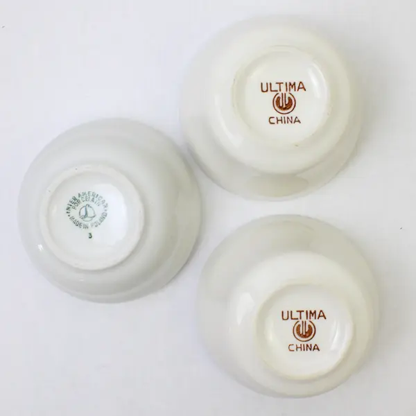 Lot Of 3 Ultima China Solid White Ceramic Bouillon Cup/Dipping Bowls 4.25" 