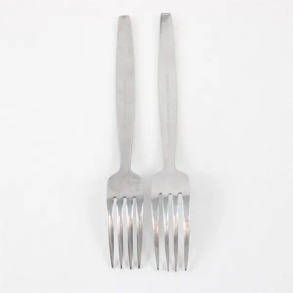 Lot of 2 National Stainless Portrait Pattern SS Dinner Forks 7.5" Rare